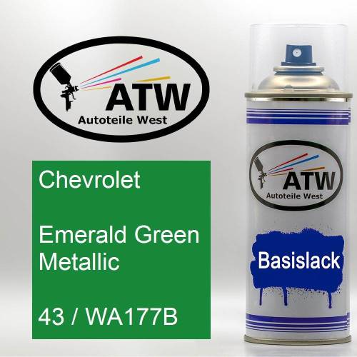 Chevrolet, Emerald Green Metallic, 43 / WA177B: 400ml Sprühdose, von ATW Autoteile West.